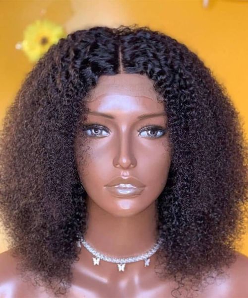 Afro Kinky Curly Glueless 5X5 HD Lace Closure Human Hair Wigs For Black Women Lace Closure Wigs Natural Looking